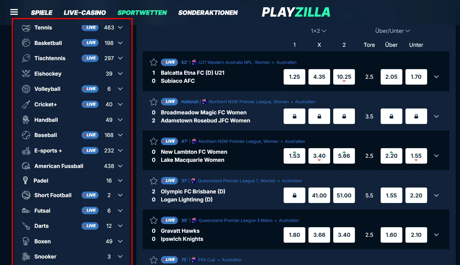 Angebot für Schweizer Sportwetten beim Buchmacher PlayZilla