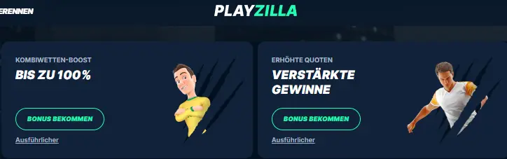 Ausschnitt vom Buchmacher PlayZilla aus dem Sportwetten Vergleich