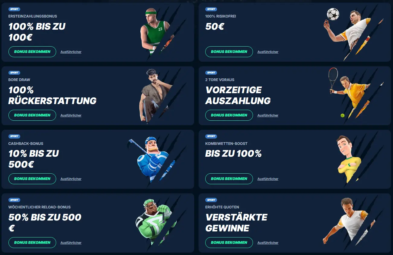 Überblick über die Sportwetten Bonus Angebote bei PlayZilla